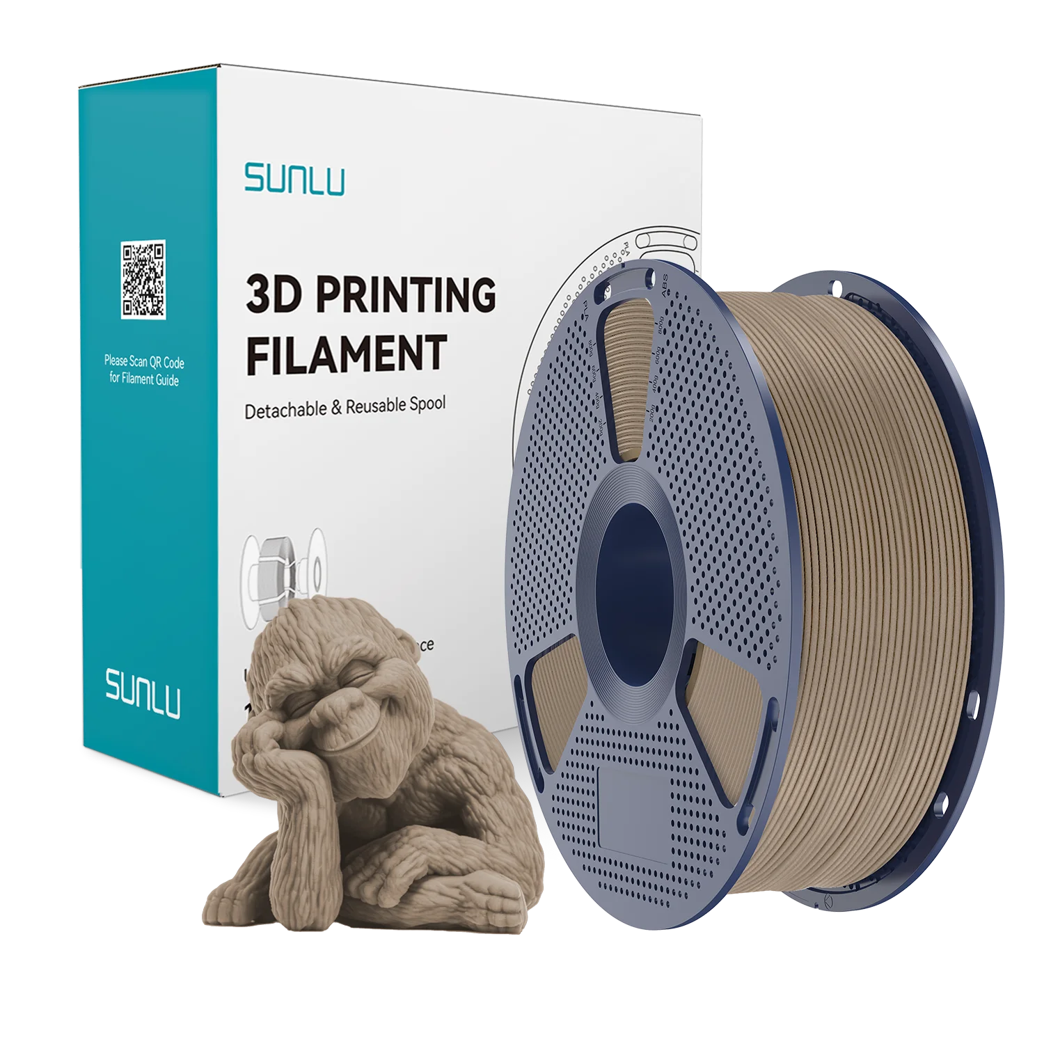SUNLU Houten Filament met Meerdere Houtsoorten, PLA 3D-printerfilament, geen kromtrekken, geen draadvorming, 3D-filament