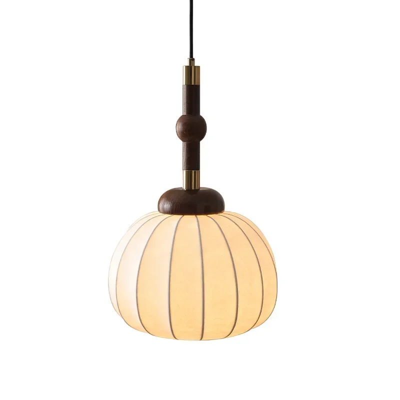 Wabi Sandy Wind Medieval Silk Restaurant Chandelier Japanese Simple Bedroom Retro Solid Wood Bedside Chandelier Lighting