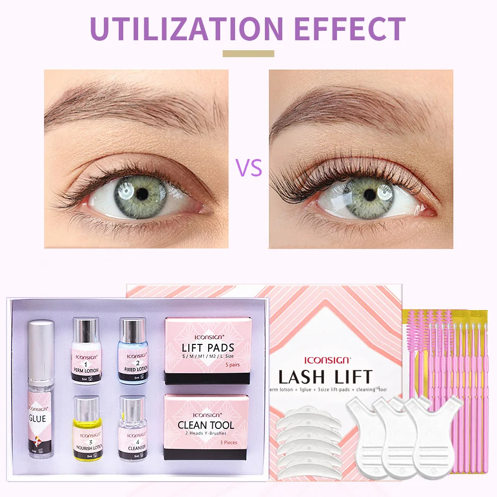 Iconsign – ensemble de permanente de cils Simple, style à la kératine pour salon de beauté, ensemble de maquillage pour cils recourbés longue durée