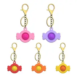 Keychain Pinch Toy Bubble Fidget Pendants Dimple Fidget Toy Pinch Toy Stress Relief Keyring Charm Keychains Pendant For Bag