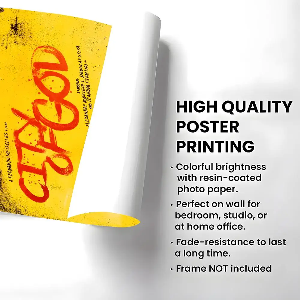 Movie City of God Poster Self-adhesive Art Waterproof Paper Sticker Coffee House Bar Room Wall Decor