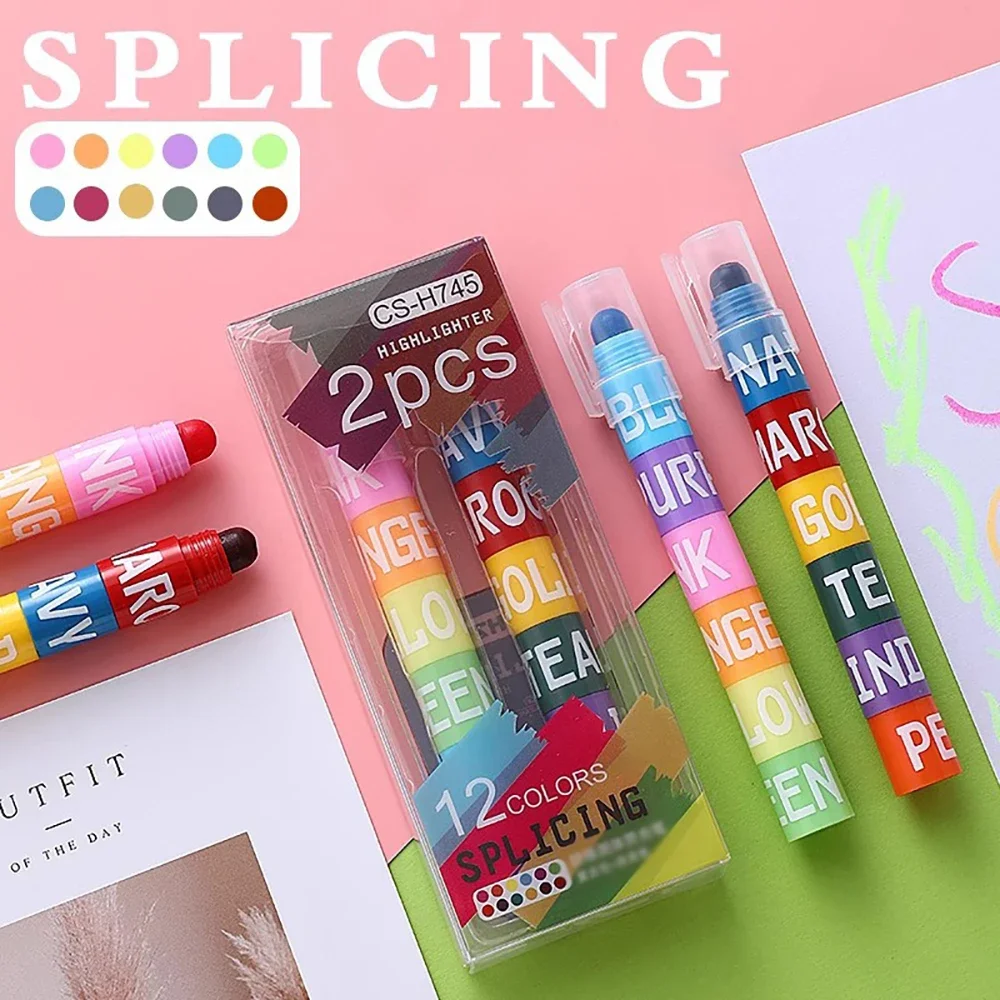 

6/12 color Solid Fluorescent Marker Cute Creative Multi-Color Pen Retro Graffiti Pen Highlighting Marker