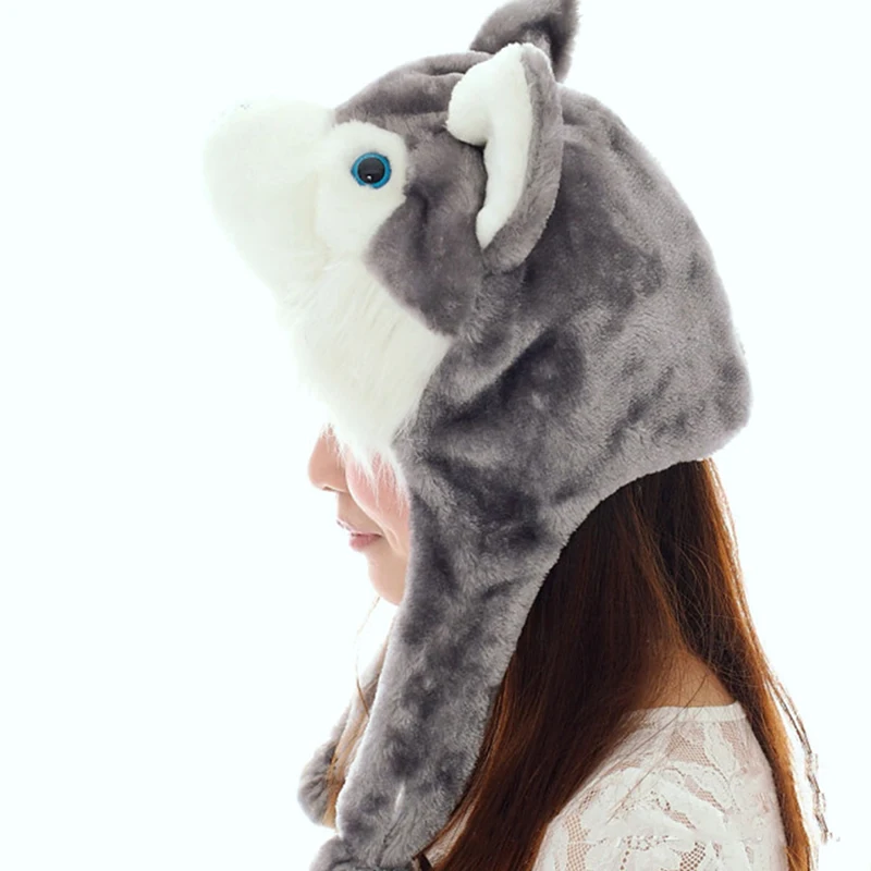 New Cute Wolf Plush Hat Cute Windproof Warm Hat Dress Up Winter Ear Protect Hat Gift Winter Beanie Hat for Boy Girl Adult view 6