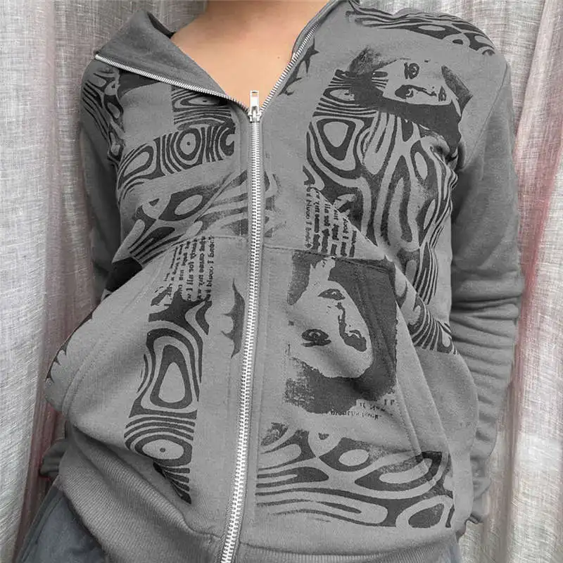 Dames bedrukt Street Wear sweatshirt Top Sportkleding Knoop Katoen Lang Sve rond Ne Regular Fit Street Sle