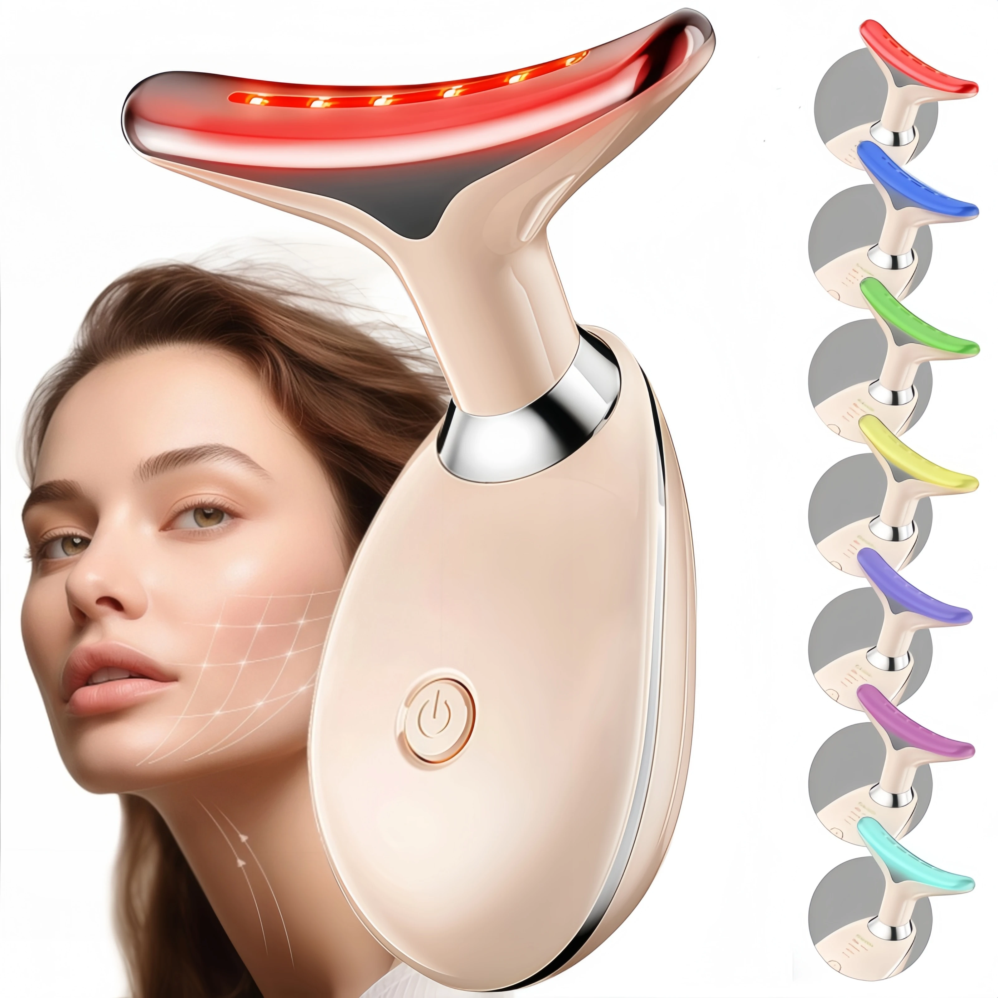 

7-color LED vibrating neck beauty instrument, neck and facial skin massager, single pack, portable USB charging, electric facial