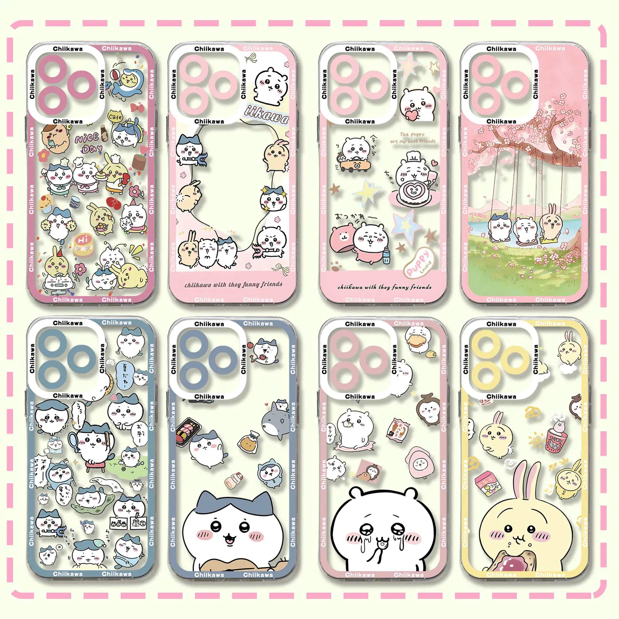 Japan comics Cute Chiikawas Phone Case For iPhone 15 14 13 12 11 Mini Pro Max X XR XSMax 6S 6 7 8 Plus SE20 Transparent Cover