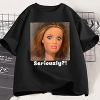 Seriously Disgusted Doll Face T-shirt Men Women Funny Weird Y2K Tee Trendy Short Sleeve Printed Tshirt Streetwear Tees
