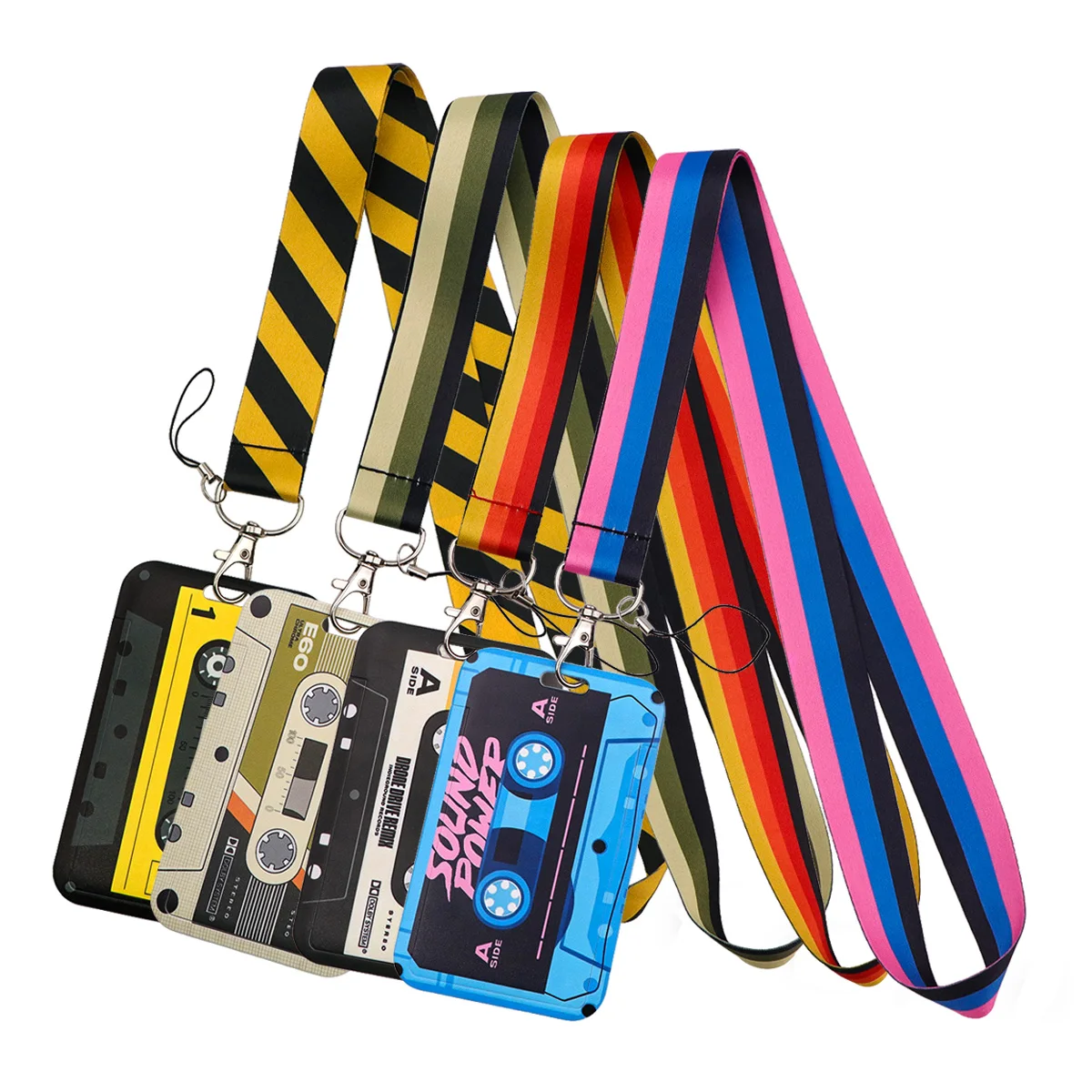 

Recording Tapes Lanyard Neck Strap Keychain Cartoon ID Card Cover Badge Holder Mobile Phone Hang Rope Keyring Accessories Gifts