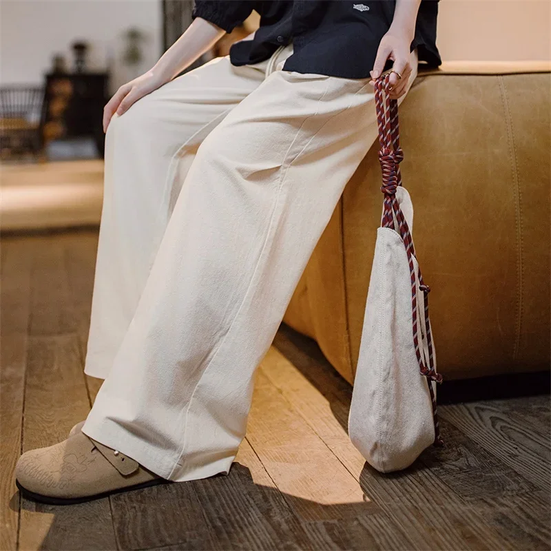 

Maden женские повседневные белые плиссированные брюки Cleanfit с эластичной резинкой на талии, широкие спортивные штаны-карго, брюки длиной до пола, универсальный низ