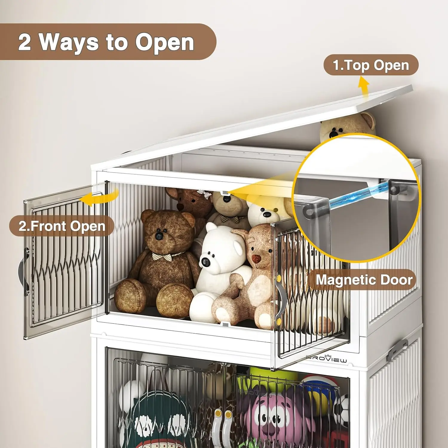 Plastic Storage Bins, Closet Organizer and Storage, Stackable Storage Drawer with Collapsible Clothes Storage Cabinet Cube Shelf