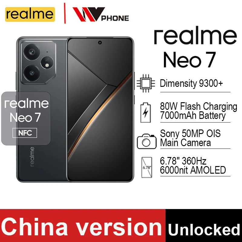 Unlocked Chinese Version realme Neo7 5G Smartphone Dimensity 9300 Plus 50MP OIS 6.78