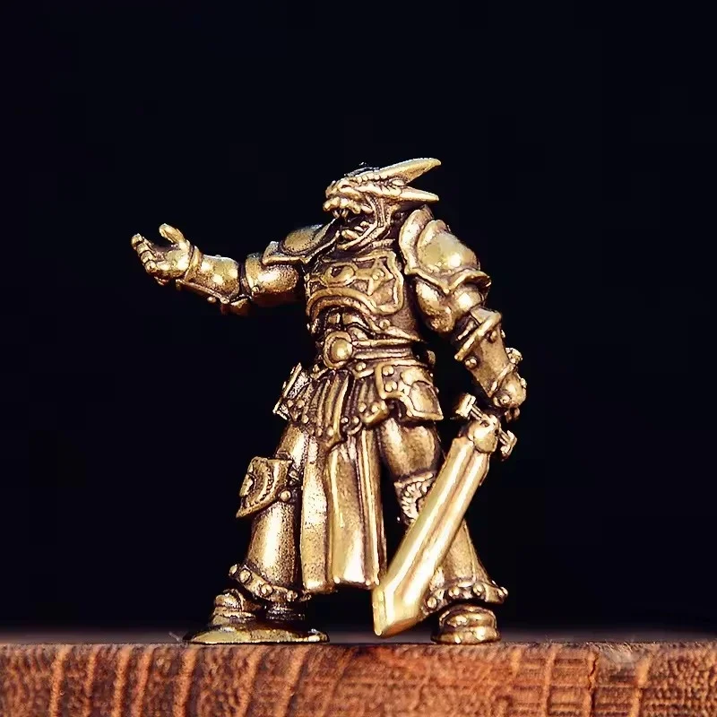 Brass Wolf Head Warrior Figurines Miniatures Desktop Ornaments Retro Metal Solider Models Home Decorations Crafts Accessories