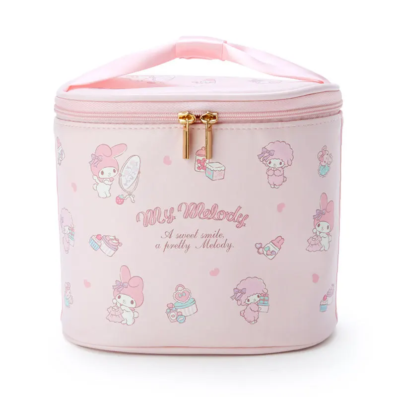 Sanrio My Melody Cosmetic Bag For Women Cute Cinnamoroll Melody Y2K Zipper Portable Travel Makeup Bag Waterproof Toiletry Bag