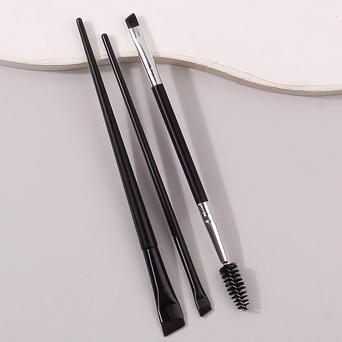 Ensemble de maquillage professionnel pour les yeux, 3 pièces, brosse pour eye-liner à lame Ultra-fine + brosse à Mascara coudée en spirale à Double tête, outils de maquillage