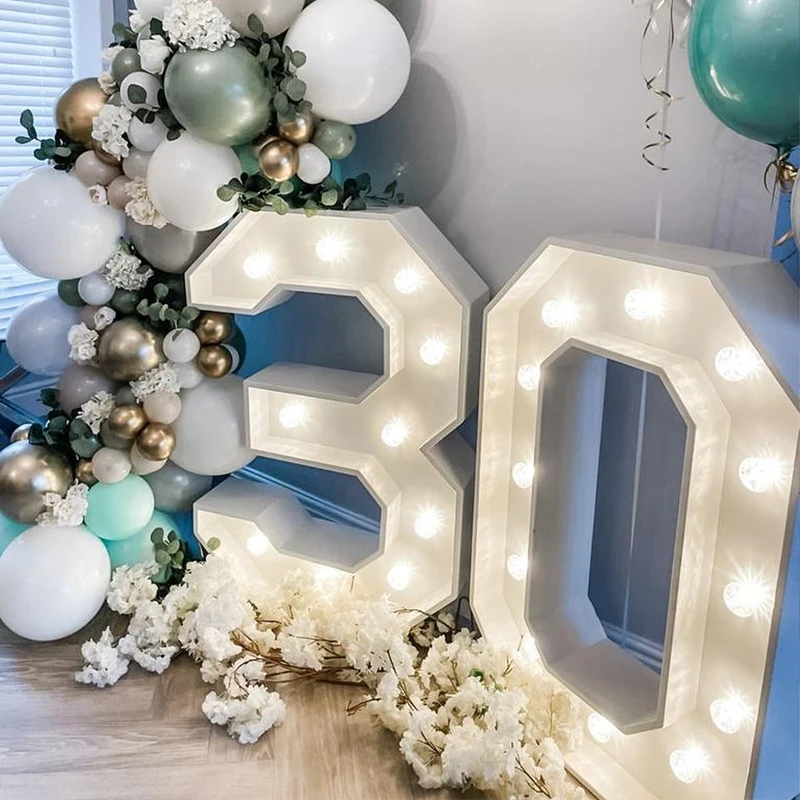 91.5cm Giant Led Light Birthday Number Figure 1st Birthday Anniversary Wedding Baby Shower Decor 30 40 50 Birthday Number Frame