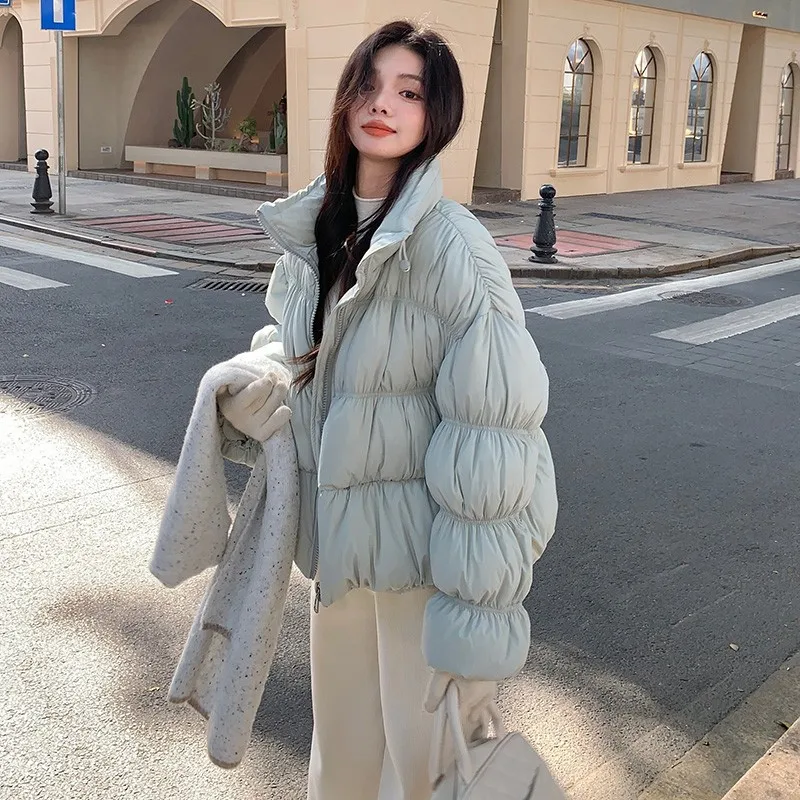 

Down Cotton Jacket for Women, Short Style for Petite Figures, 2025 Winter New Stand Collar Puffer Jacket, Warm Coat for Women