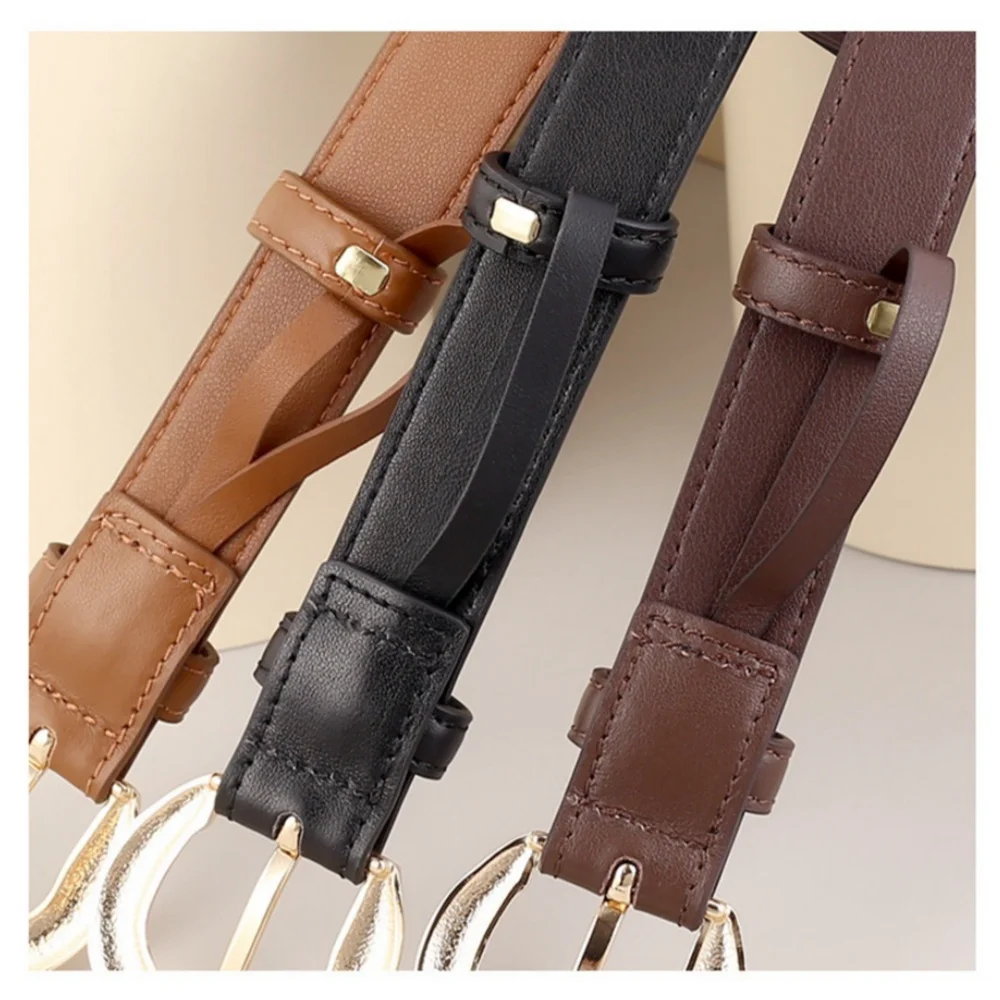 เข็มขัดหนังแท้สำหรับผู้หญิง, ตกแต่งเข็มขัดสานเข็มขัดแฟชั่นหัวเข็มขัดห่วงหมุดเข็มขัดนุ่มหรูหราสำหรับผู้หญิงกางเกงยีนส์