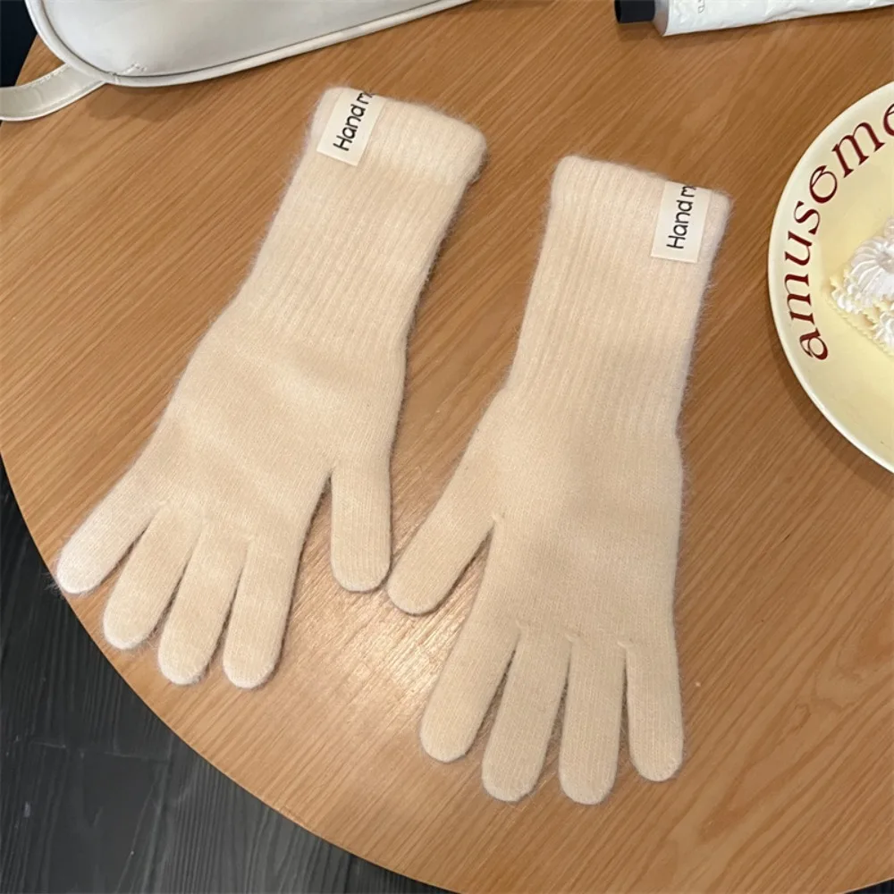 Fashion Warm Flannel Gloves Faux Fur Touch-screen Long Rabbit Fur Gloves Candy Colored Windproof Full Finger Mittens Outdoor