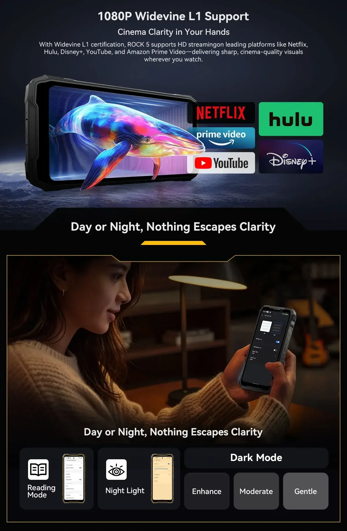 Blackview ROCK 5 Rugged Smartphone, 48GB(12+36) RAM+256GB ROM, 6.78" 2.4K Display, 20000mAh Battery, Android 16, 108MP Camera, NFC,Fingerprint, Camping Lantern,Recognition IR Fill Light,33W Fast Charge
