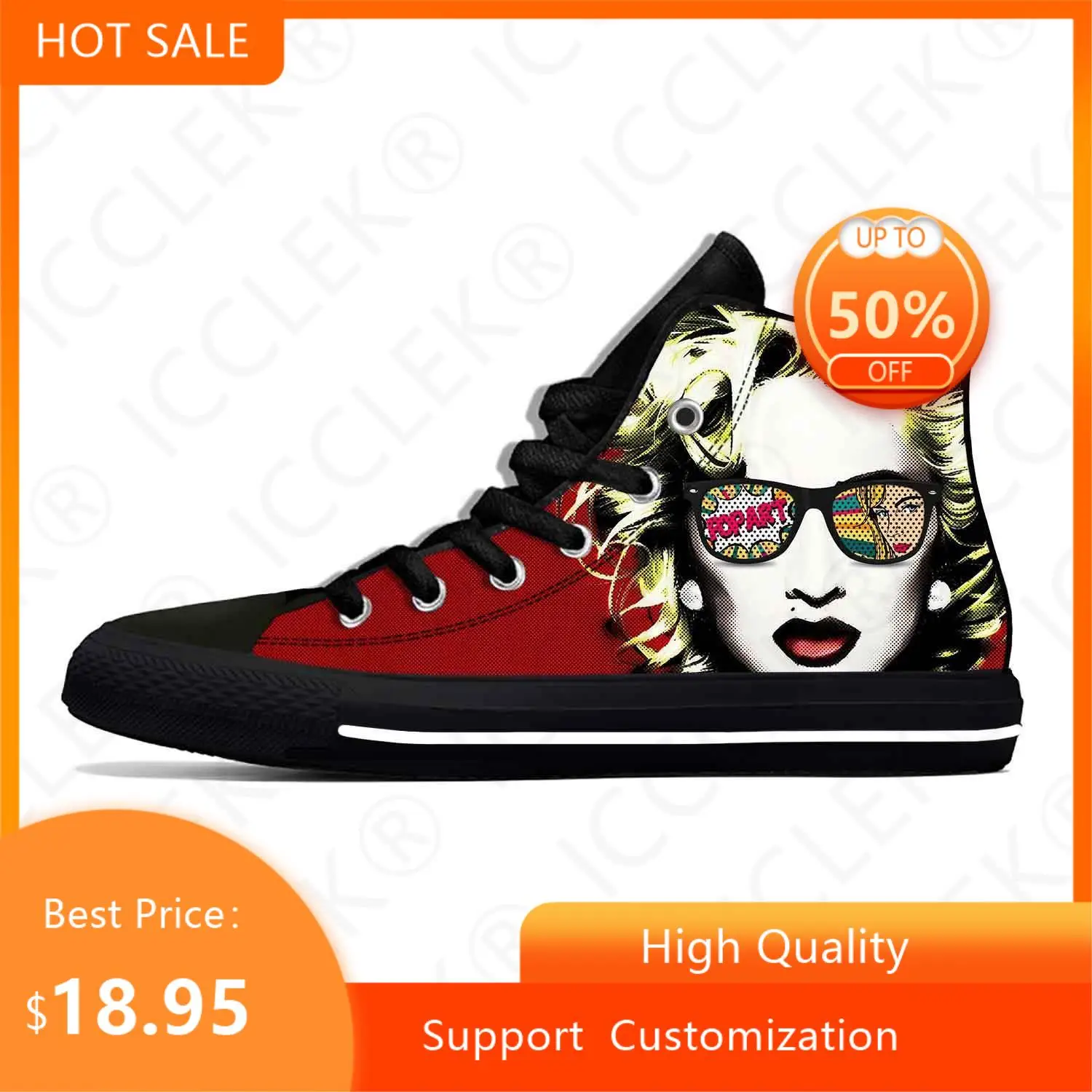 Madonna Pop Music Singer Fashion Funny Popular Casual Cloth Shoes High Top leggero traspirante Mens Womens Teenager Sneakers