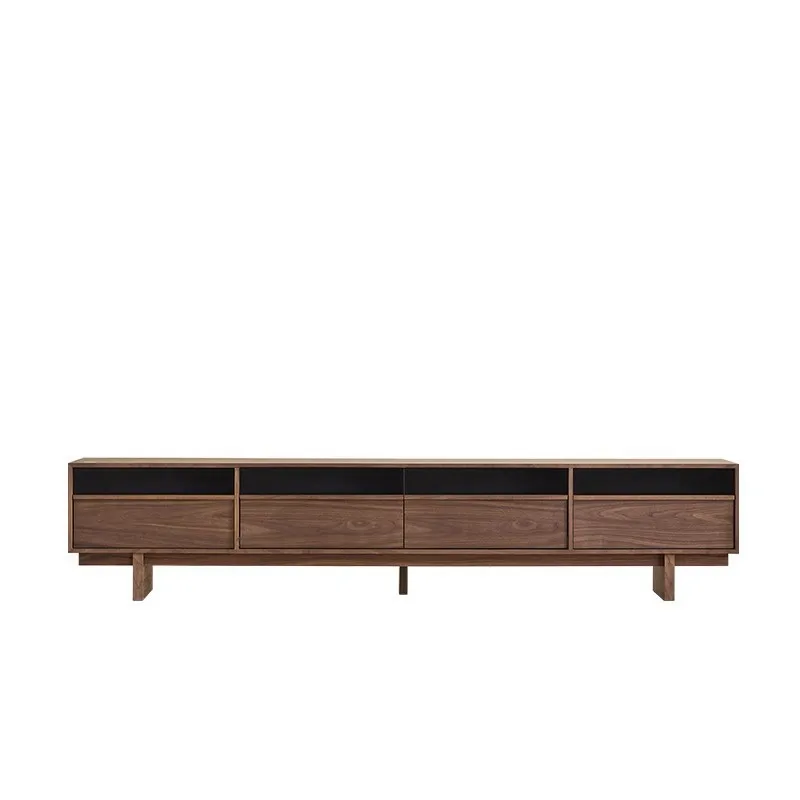 Solid wood floor-to-ceiling TV cabinet New living room storage locker Integrated video cabinet Medieval home TV cabinet