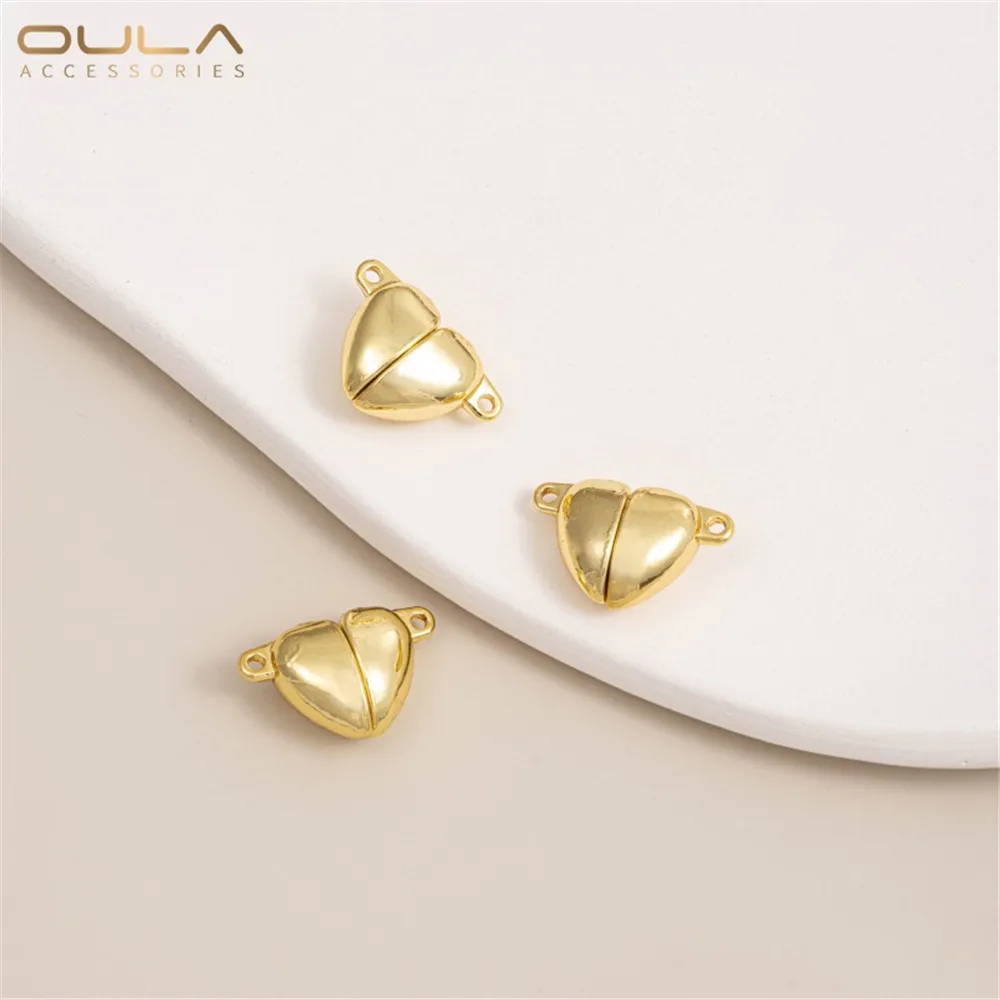 

1pcs 14K Gold-plated Heart Magnetic Clasp Heart-shaped Magnetic Connection Clasp Diy Necklace Accessory Finishing Piece