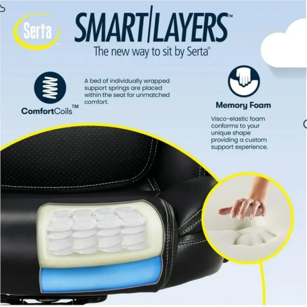 كرسي مكتب مدير مقعد الذاكرة والإسفنج مع دعم قطني هوائي - جلد أسود، راحة مريحة للتنفيذيين #3