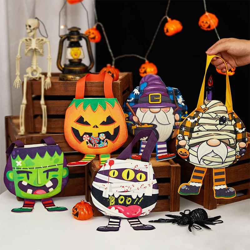 Cartoon Cute Halloween Ghost Pumpkin Children Gift Bag Non-Woven Handbag Halloween Candy Bag Reusable Packaging Bags Gifts