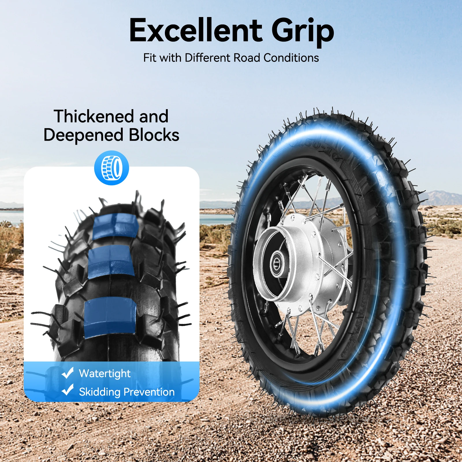 

2.5-10'' Complete Rear Wheel Tire & Rim Assembly with Drum Brake for 50cc-110cc Dirt/Pit Bikes (CRF50, DRZ70, PW50, TTR50)