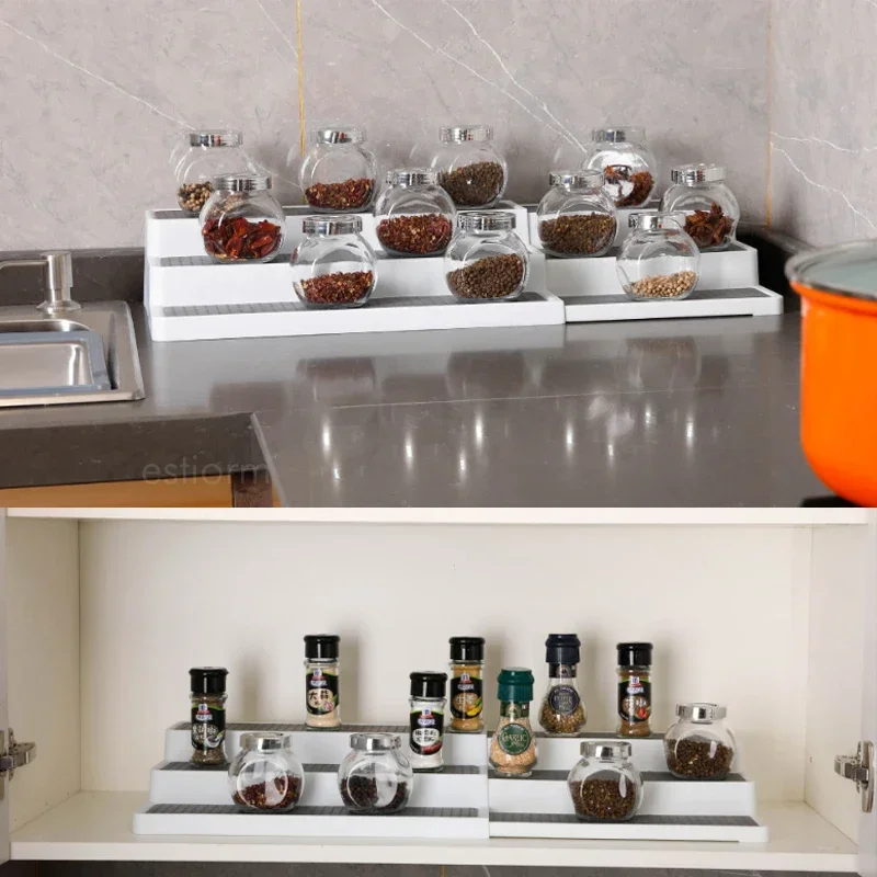 3-Layer Spice Storage Rack Organizer Plastic Kitchen Cabinet Organizer Storage Rack Pantry Countertop Seasoning rack kitchen