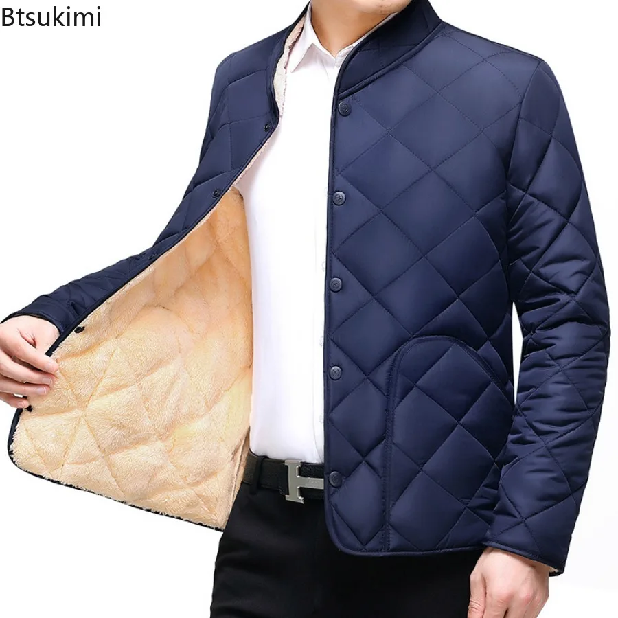 

Men's Winter New Thickened Down Cotton Clothes, Solid Color Casual Stand Collar Single Breasted Fleecing Cotton-padded Clothes