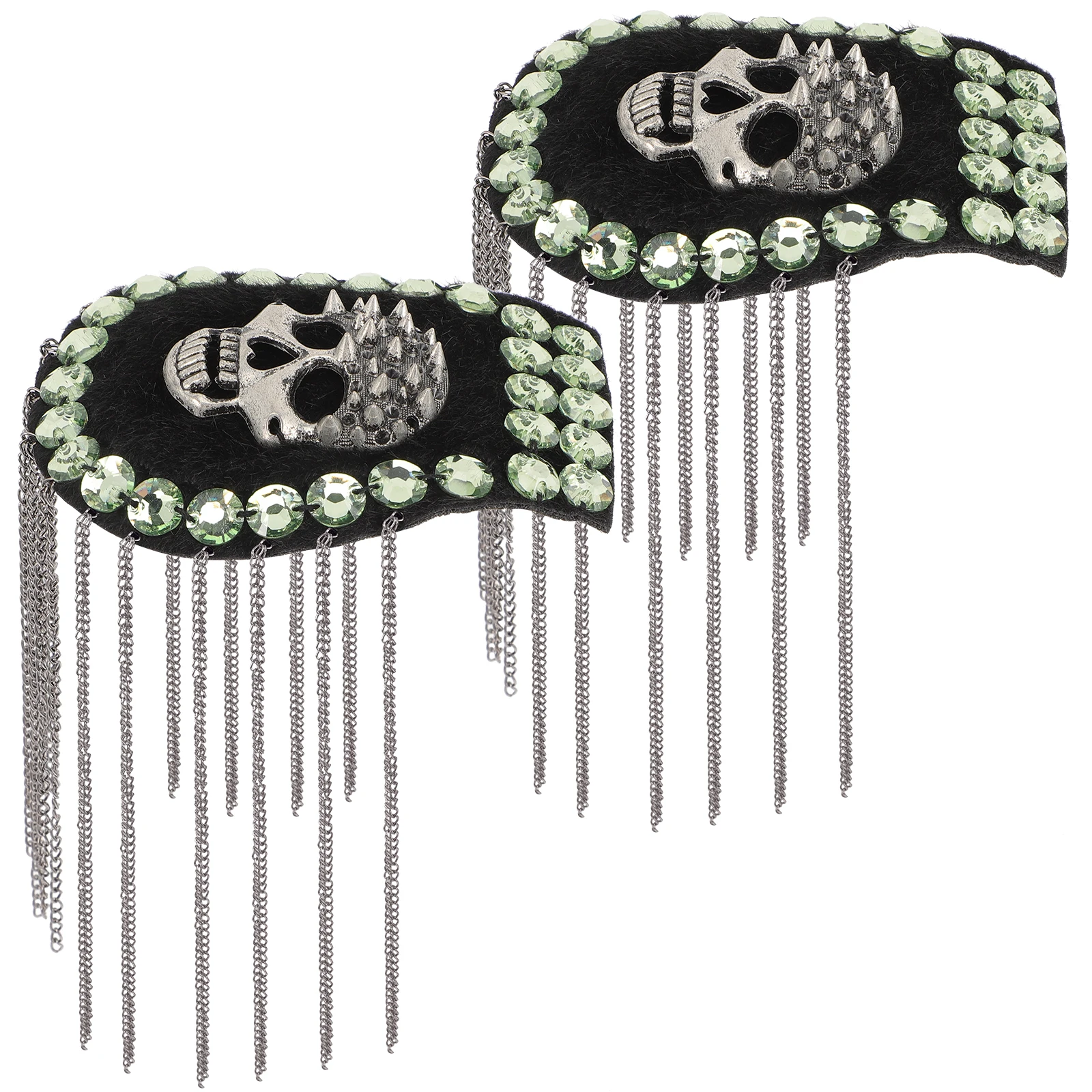 2 stücke Schädel Quaste Epauletten Punk Schulter Zubehör Dekorative Kostüm Uniform Epaulet Für Halloween Party Tragen Handwerk