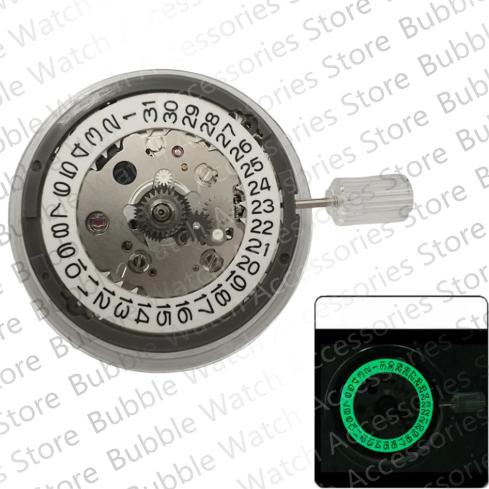 

Japan NH34 White With Black Numbers Movement Green Luminous SKX Datewheel Mod Japan NH34A GMT 4 Needle Mechanical Movement