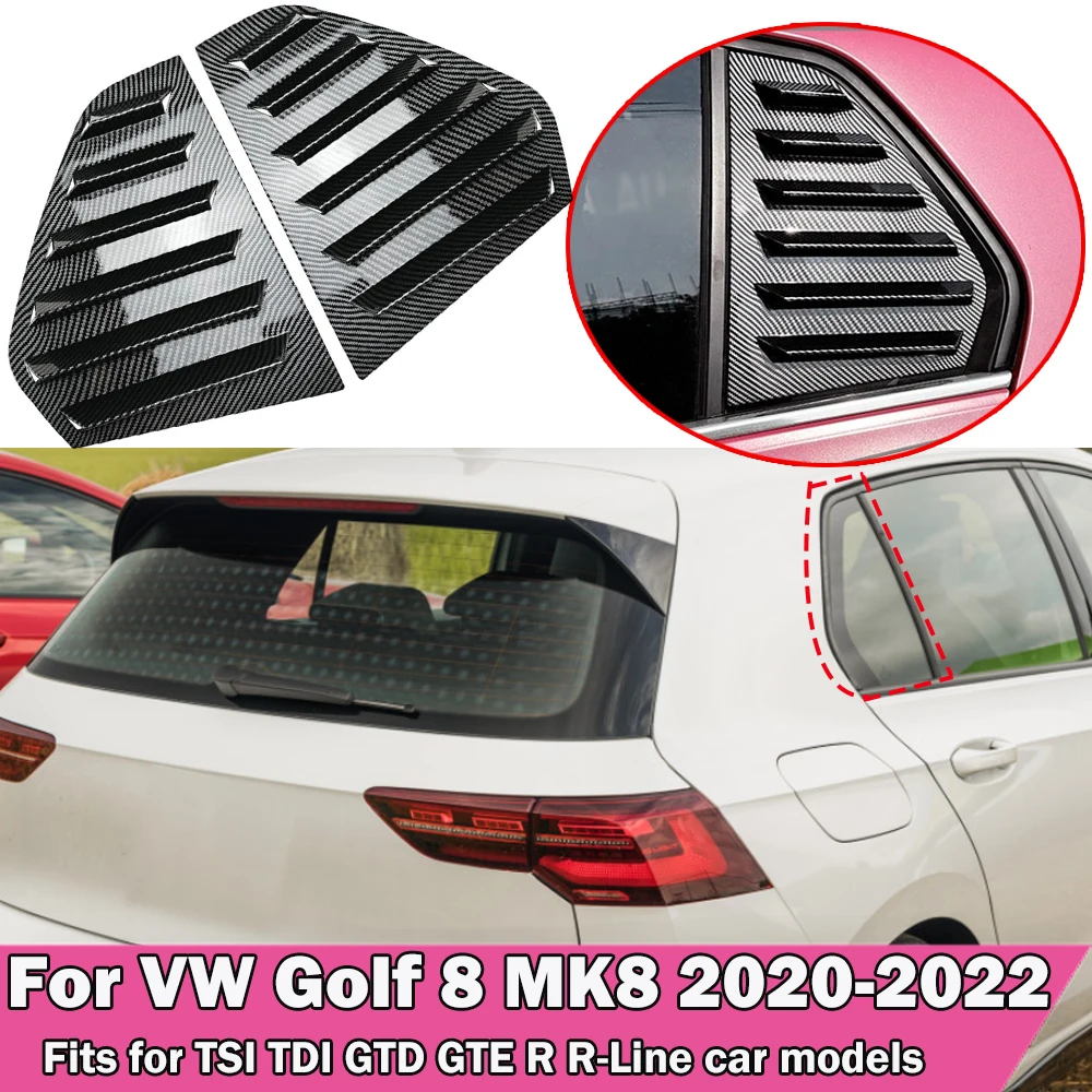 

Car Rear Window Side Vent Trim For VW Golf 8 MK8 TSI TDI GTD GTE R R-Line 2020-2022 Blinds Louver Shutter Scoop Sunshade Cover