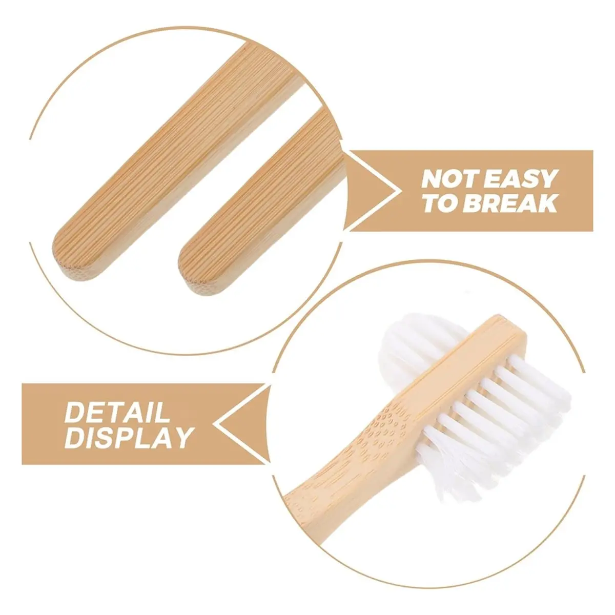 [N84R] 8pcs Double-Sided Nylon Medium-Hard Denture Brushes with Bamboo Ergonomic Grip for False Teeth and Aligner Cleaning