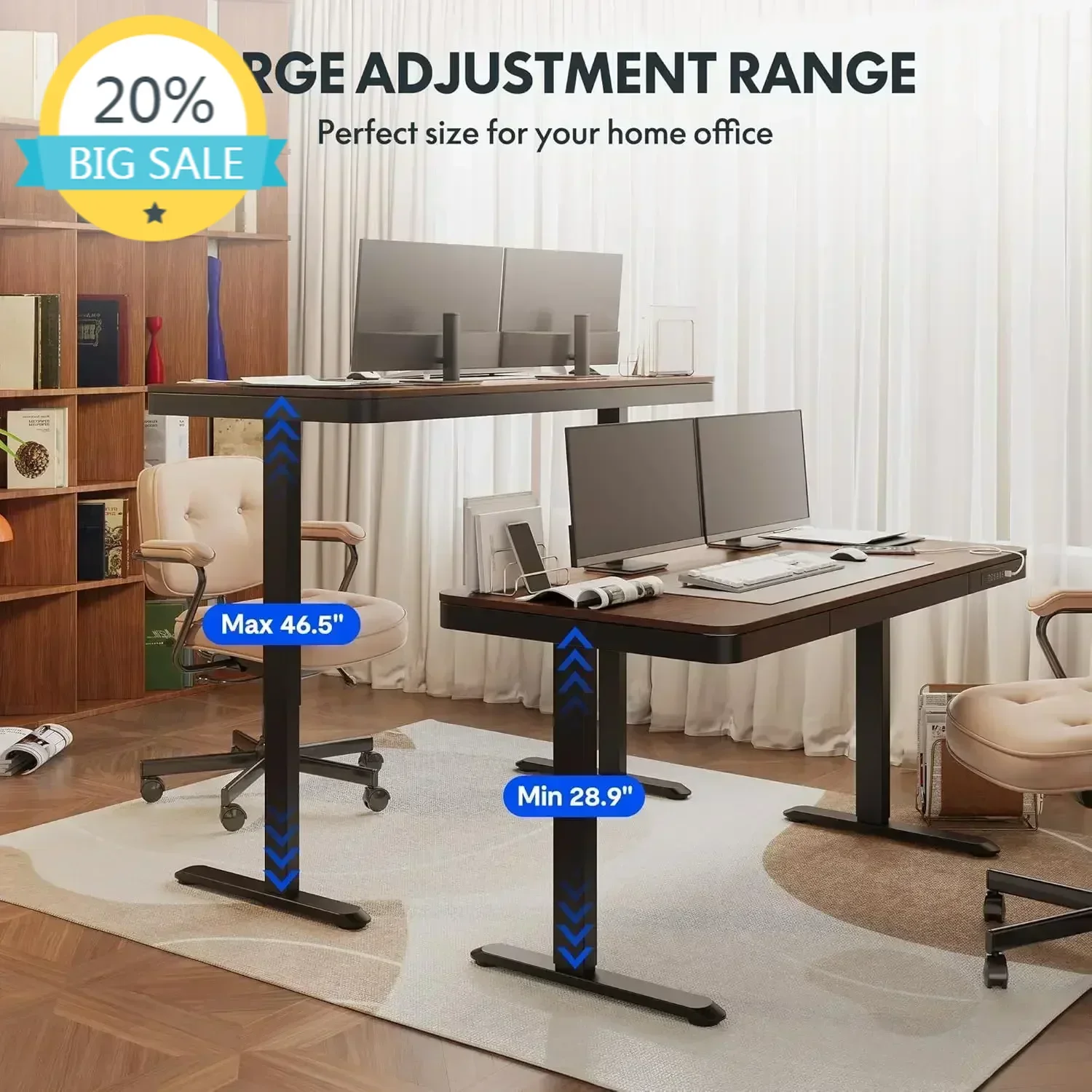 

BestsellerBestsellerXMSJ-Sale Standing Desk with Drawers, Quick Assembly Home Office Sit Stand Desk with Storage, Office (55" Wo