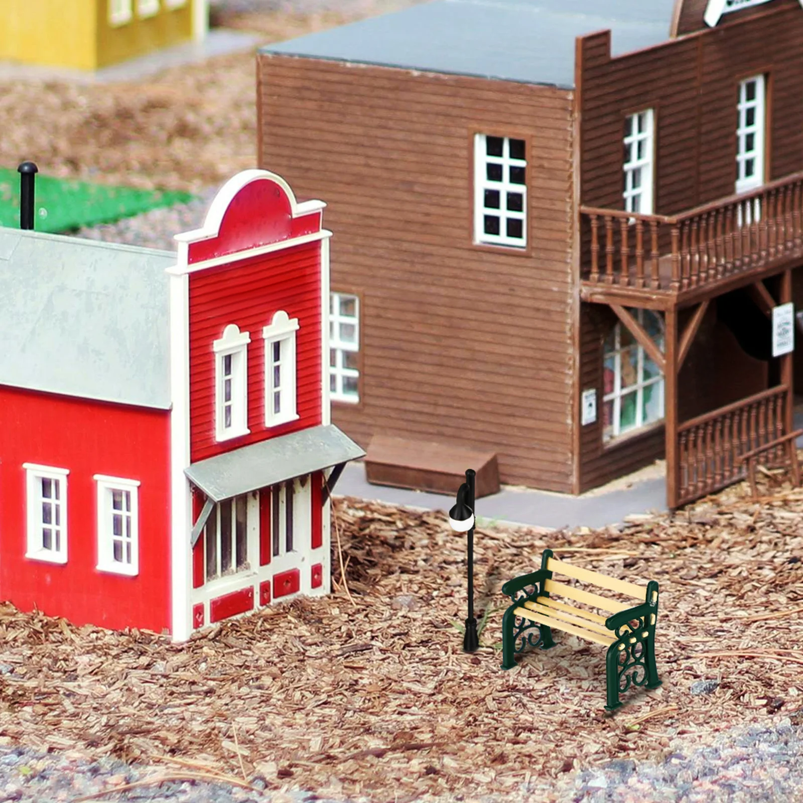 

1Set Bench Alloy Durable Miniature Furniture Dollhouse Accessories Mini Street Lamp Post Decoration Miniature Lamp