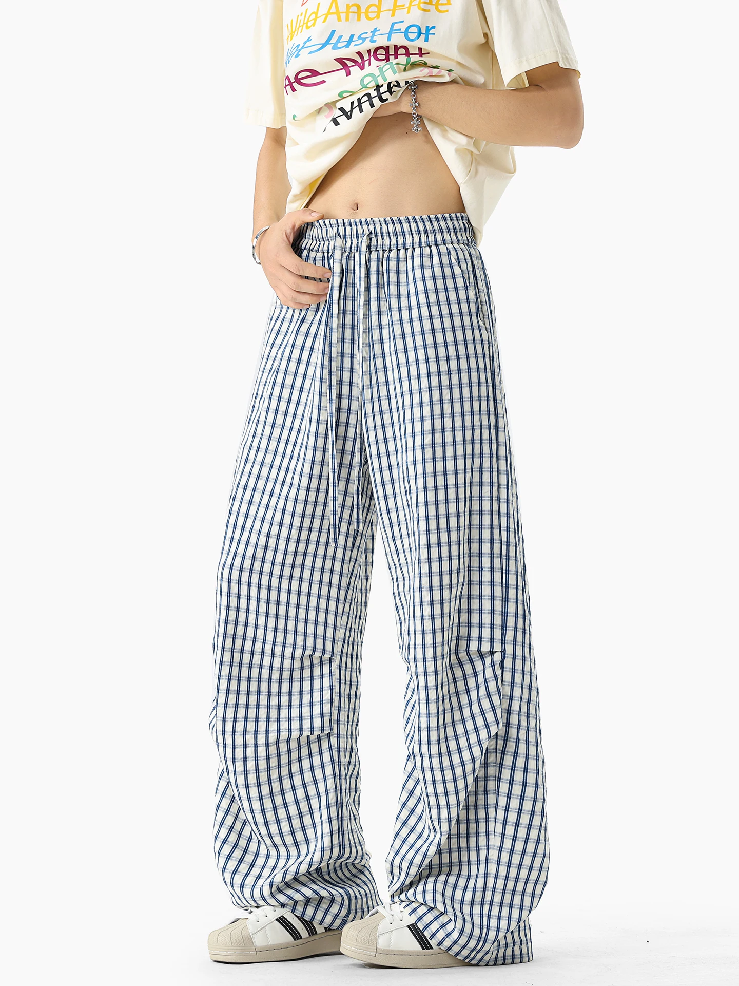 

BOYUE Casual Wide Leg Pants Pleated Sport Street Dance Slimming Design Large Size Men's Loose Fit Polyester Blend Casual Trou...