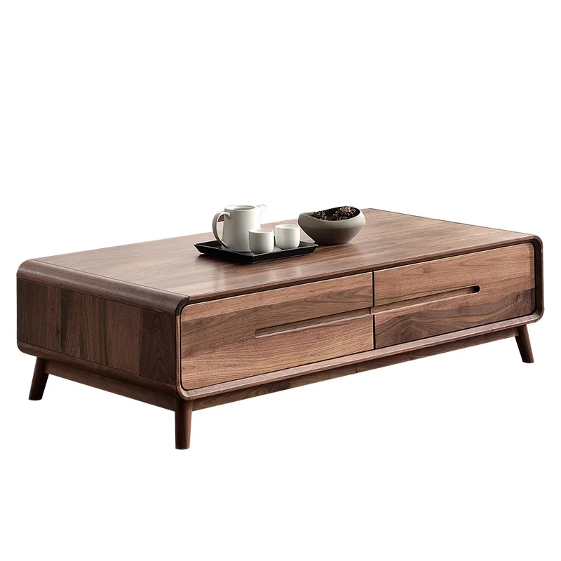 

North American black walnut coffee table all solid wood sofa locker Nordic living room furniture long log low table