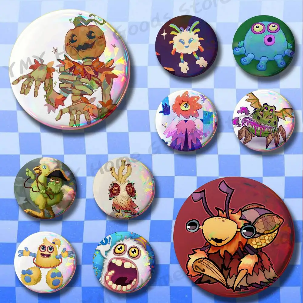 Cartoon My S-Singing M-Monsters Round Pins Cartoon Brooches Stylish Ornament Badge for Backpack Accessorys Gifts