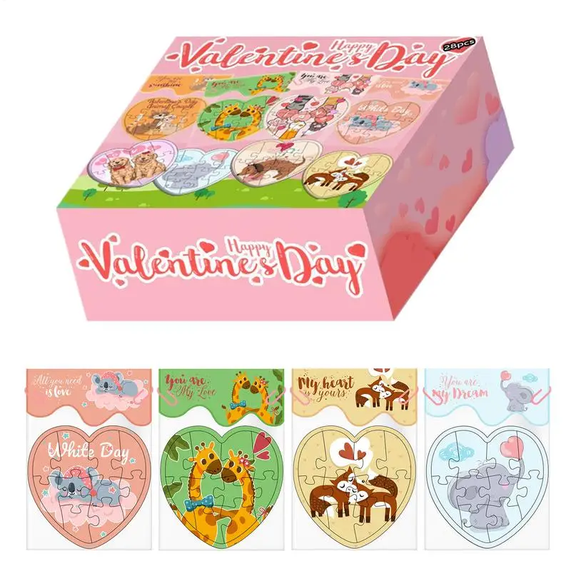 Valentine's Day Heart Shape Puzzle Jigsaw Heart Shape Cartoon Toy For Valentine's Day Early Education Puzzle For Parent-Child