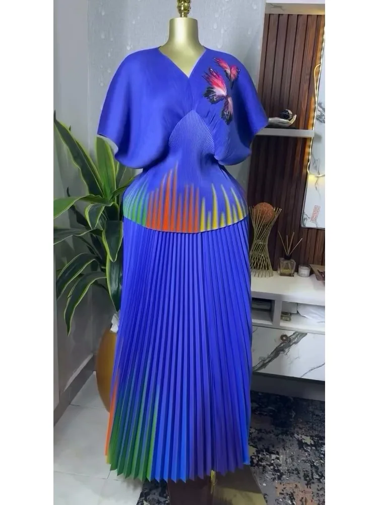 

Miyake плиссированный легкий роскошный свободный костюм с ярким принтом, модная юбка с короткими рукавами и бабочкой, комплект из двух предметов для женщин