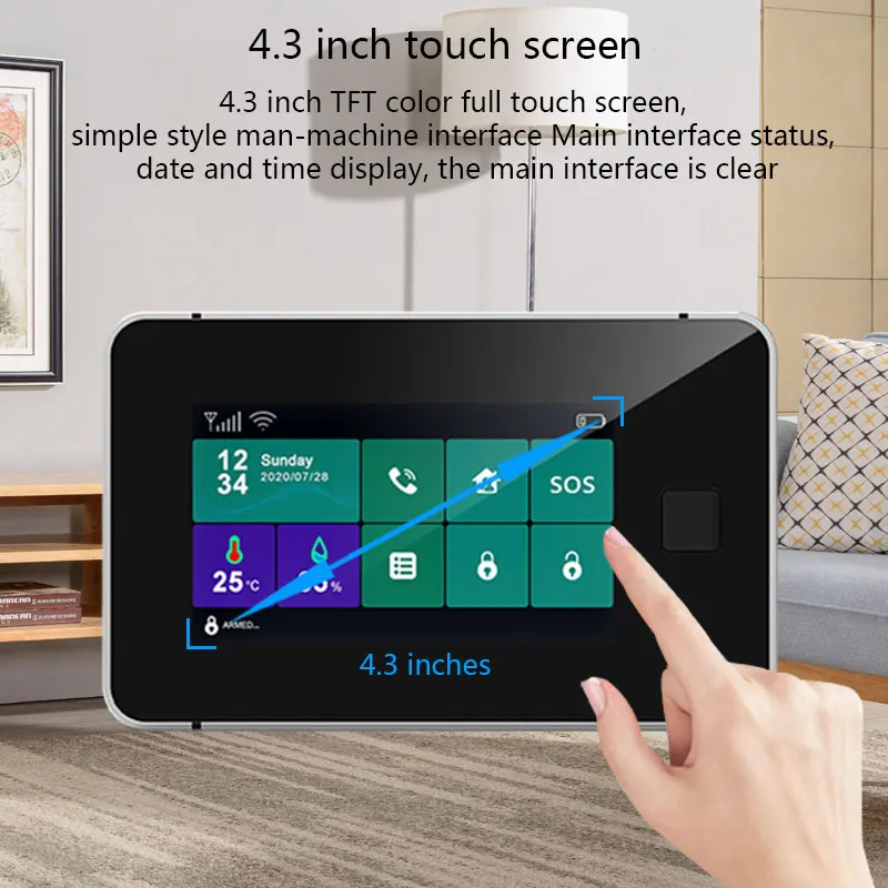 Sistema de alarma de seguridad G60 Tuya para el hogar, dispositivo inalámbrico Gsm con WiFi, Ingerprint, pantalla de temperatura y humedad armada,
