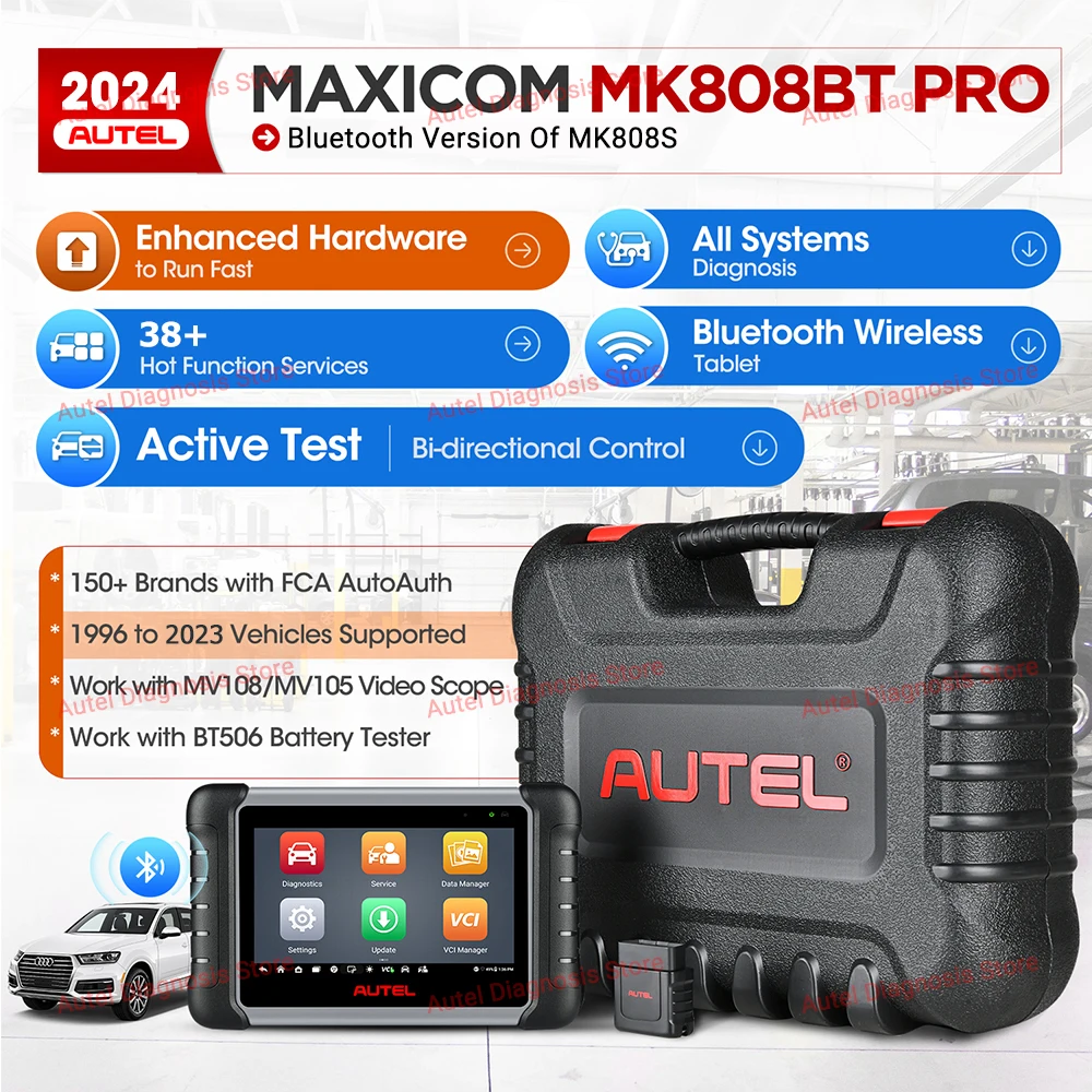 Autel MaxiCOM MK808BT PRO OBD2 Scanner Code Reader All System Diagnosis Scan Tool Active Test Bluetooth Scanner PK MK808S MX808S