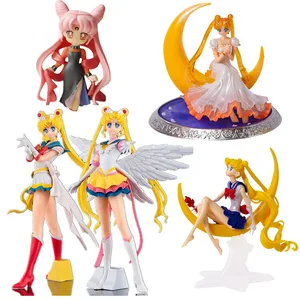 New 13 styles Anime Sailor Moon Tsukino Action Figure Wings Doll Micro Landscape Cake home Decoration PVC Model Toy kid gift