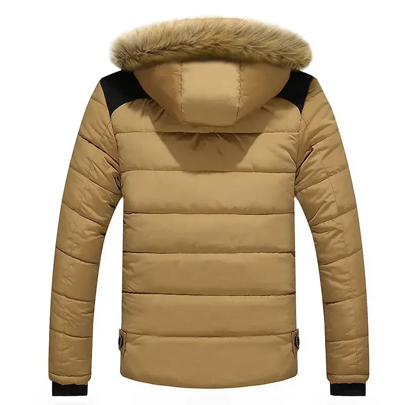 Men Warm 2024 Winter Jacket Thick Warm Parka Fleece Fur Hooded Military Jacket Outdoor Sport Coat Hiking Camping Trekking Skiing