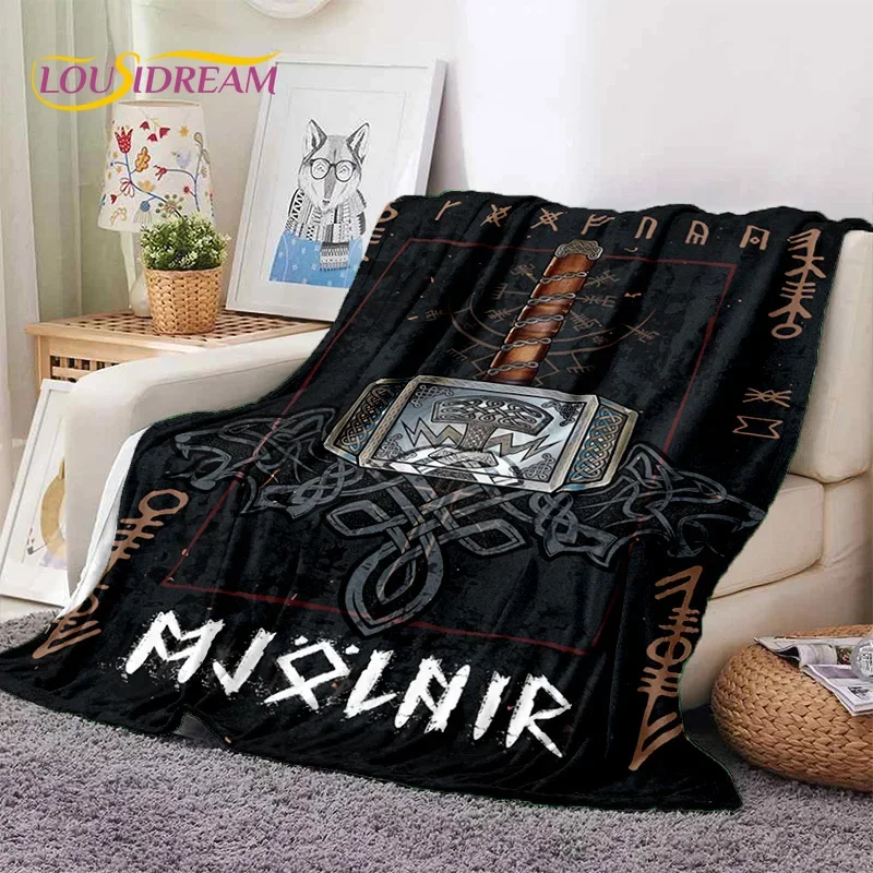 Nordic Viking Odin Valhalla Valknut Soft Flannel Blanket for Beds Bedroom Sofa Picnic,Throw Blanket for Outdoor Leisure Nap Gift