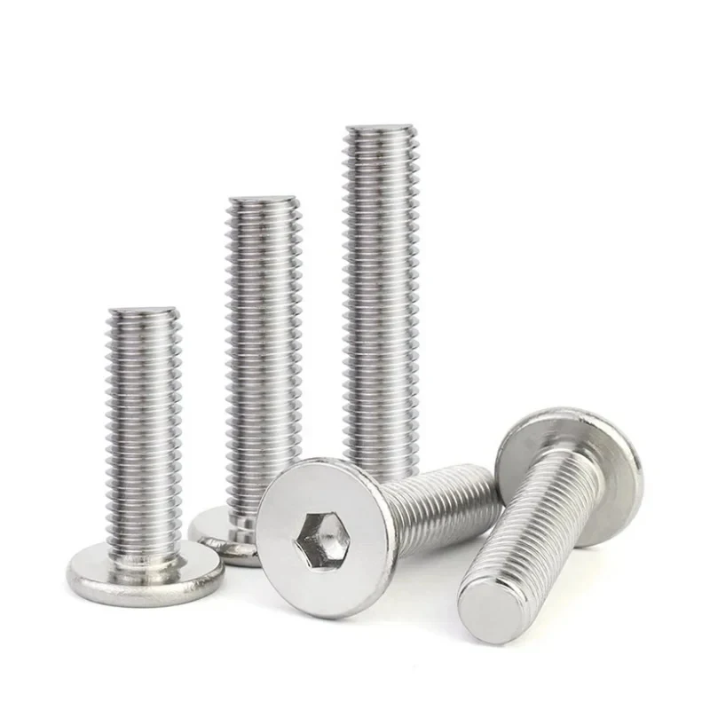 M2-M12 304 Stainless Steel CM Ultra Thin Flat Head Hex Socket Screws / Super Low Profile Wafer Head Allen Bolts