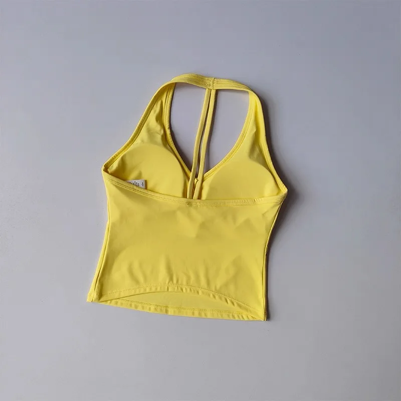 Sexy Damen-Fitness-BH mit V-Ausschnitt, Nude-Sport-BH, Neckholder-Yoga-Oberteil, bequemes, atmungsaktives Gym-Top für aktive Bewegung – Detail 15