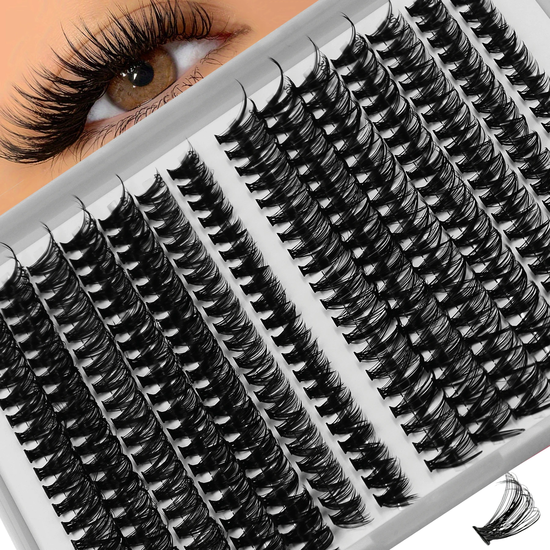 30D/40D Individual Lashes 280pcs Cluster Lashes DIY Lash Extension 9-15mm Mix Length, Wispy Cluster Reusable False Eyelashes D C